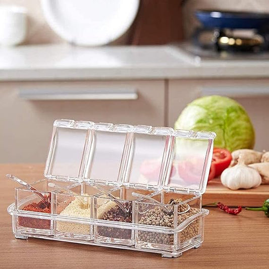 4 In1 Clear Seasoning Box | Spoon Included