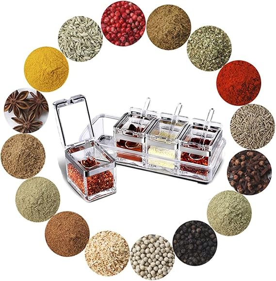 4 In1 Clear Seasoning Box | Spoon Included