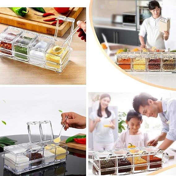 4 In1 Clear Seasoning Box | Spoon Included