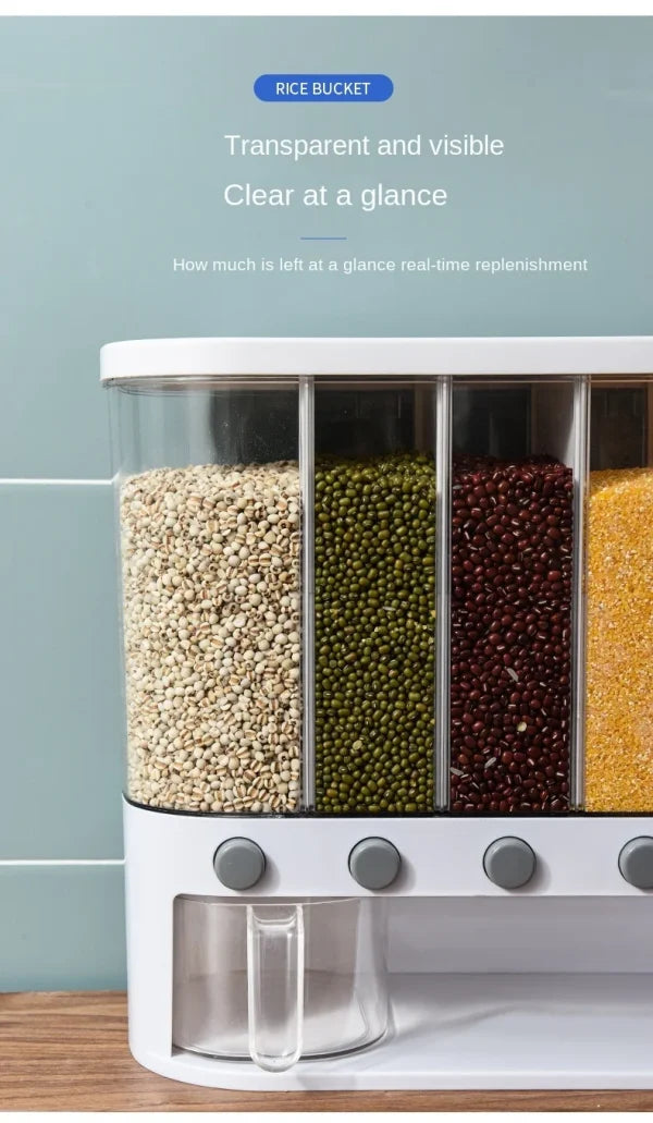 6 Grid Kitchen Dry Food Dispenser