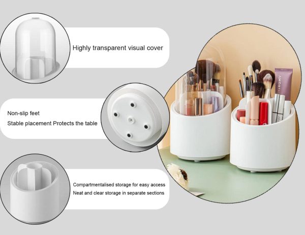 Rotating Makeup Brush Holder and Vanity Organizer