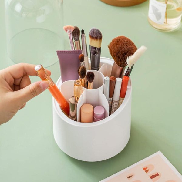 Rotating Makeup Brush Holder and Vanity Organizer